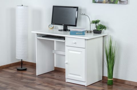 Desk pine solid wood painted white 002 - Dimensions 74 x 115 x 55 cm (H x W x D)