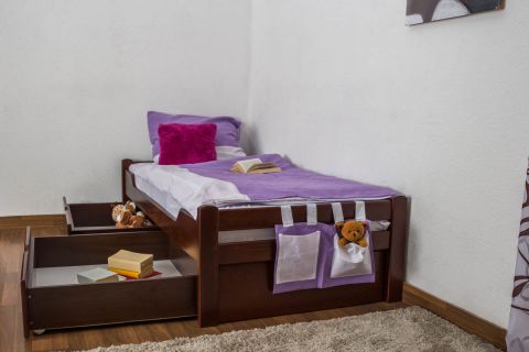 Children's bed / Youth bed "Easy Premium Line" K1/1n incl. 2 drawer and 2 cover plates, dark brown - 90 x 200 cm