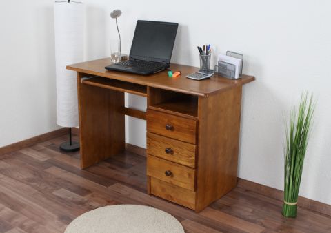 Desk pine solid wood oak coloured 001 - Dimensions 74 x 100 x 55 cm (H x W x D)