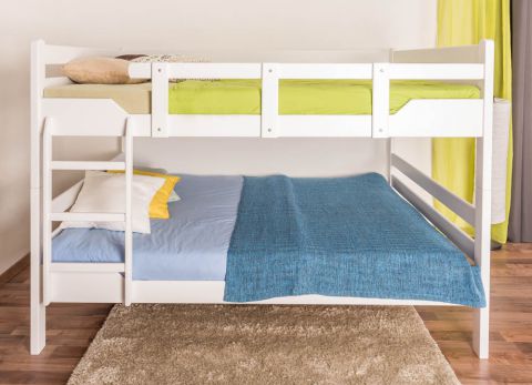 Bunk beds ' Easy Premium Line ® ' K16/n, head and foot part straight, solid beech wood white lacquered - lying surface: 160 x 190 cm, divisible