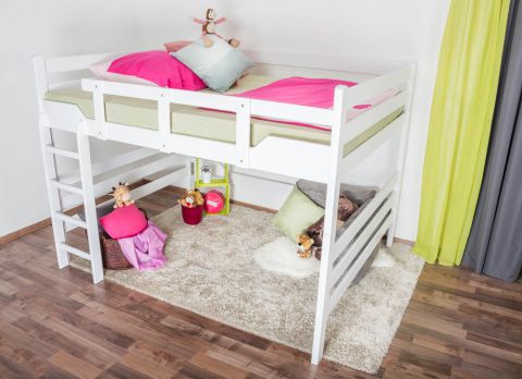 Bunk bed ' Easy Premium Line ® ' K15/n, solid beech wood white lacquered, convertible - lying area: 160 x 190 cm