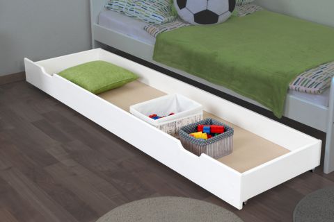 Drawer for bed- pine solid wood white lacquered 003- Dimension  18,50 x 198 x 54 cm (H x W x D)