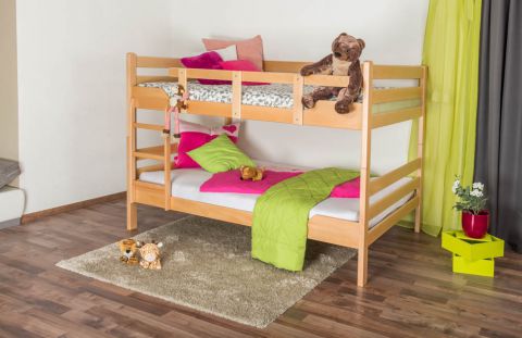 Bunk beds ' Easy premium line ' K16/n, head and foot part straight, solid beech wood natural - lying surface: 140 x 190 cm, divisible