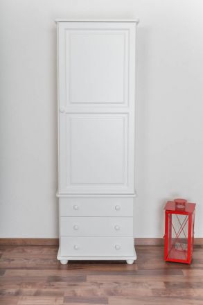 Wardrobe Pine solid wood white lacquered Junco 42 - Dimensions: 195 x 65 x 42 cm