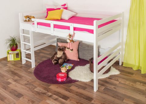 Bunk bed ' Easy Premium Line ® ' K15/n, solid beech wood white lacquered, convertible - lying area: 140 x 200 cm