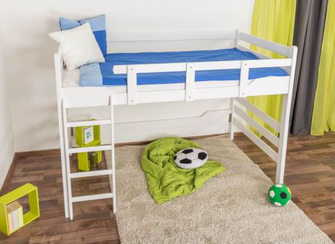 Bunk bed ' Easy Premium Line ® ' K15/n, solid beech wood white lacquered, convertible - lying area: 140 x 190 cm