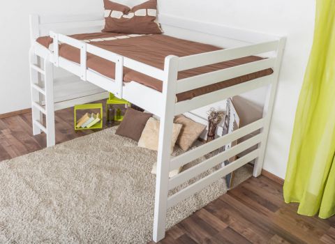 Adult bunk bed ' Easy Premium Line ® ' K15/n, solid beech wood white lacquered, convertible - lying area: 140 x 200 cm