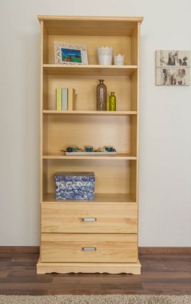 Tall 195cm Standard Bookcase Buteo 03, solid pine wood, clearly varnished - H195 x W80 x D40 cm