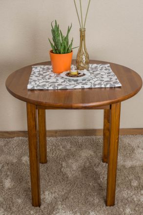 Round Side Table 003, pine wood, solid, oak finish - H75 cm - Ø80 cm 