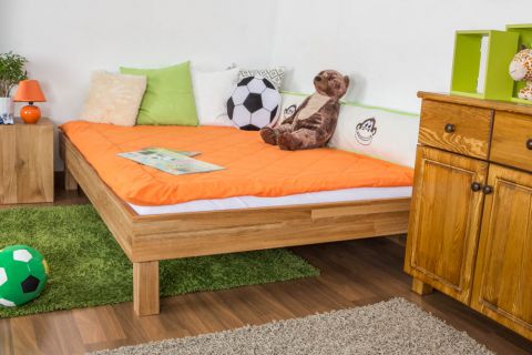 Youth bed Wooden Nature 04, oak wood, oiled, solid - 140 x 200 cm