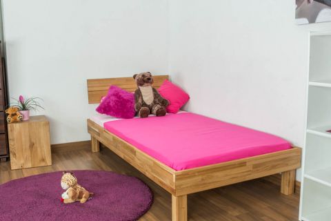 Youth bed Wooden Nature 01, oak wood, oiled, solid - 90 x 200 cm