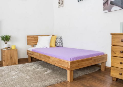 Platform bed / Solid wood bed Wooden Nature 02, oak wood, oiled - 100 x 200 cm