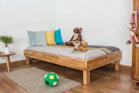 Youth bed Wooden Nature 04, oak wood, oiled, solid - 90 x 200 cm