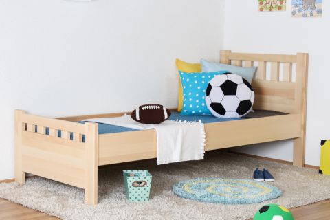 Children's bed / Teen bed solid, natural beech wood 109, including slats - Measurements 80 x 200 cm