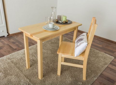 Table Junco 226C, solid pine wood, clear finish - H75 x W50 x H100 cm