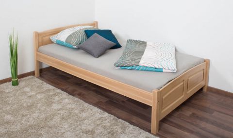 Single bed / Day bed solid, natural beech wood 117, incl. slatted frame- Dimensions 120 x 200 cm