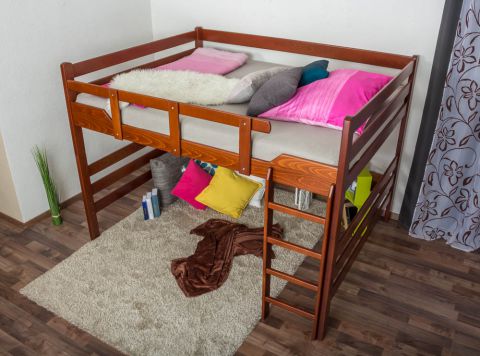 Youth / bunk bed ' Easy Premium Line ® ' K15/n, solid beech wood cherry tree color, convertible - lying area: 160 x 200 cm
