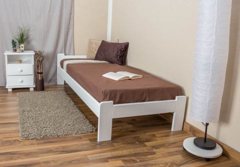 Single bed / Guest bed A8, solid pine wood, white finish, incl. slatted frame - 80 x 200 cm 
