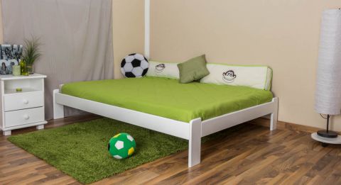 Children's bed / Youth bed A10, solid pine wood, white finish, incl. slatted frame - 140 x 200 cm 