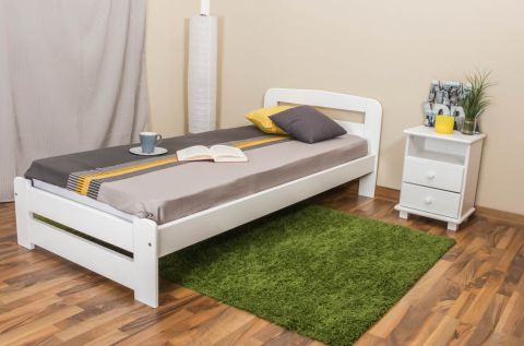 Single bed / Guest bed A7, solid pine wood, white, incl. slatted frame - 90 x 200 cm 