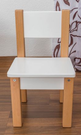 Child Chair 2 set Laurenz Beech solid wood Natural/White - Dimensions: 50 x 28 x 28 cm (H x W x D)