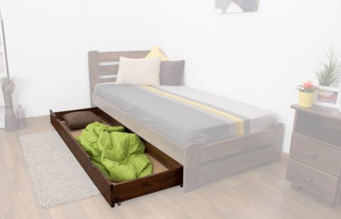 Drawer for bed- pine solid wood nut-coloured 003- Dimension 18,50 x 198 x 54 cm