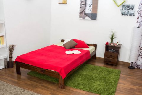 Single bed / Guest bed A8, solid pine wood, nut finish, incl. slatted frame - 120 x 200 cm 