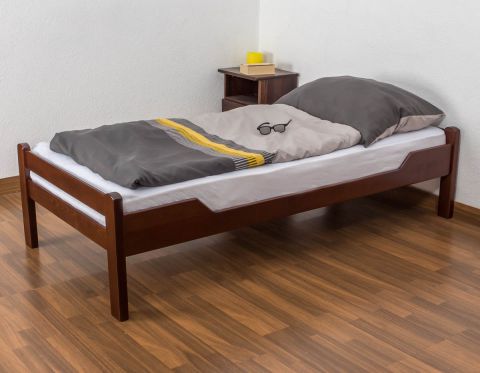 Children's bed / Youth bed "Easy Premium Line" K1/1n, solid beech wood, dark brown - 90 x 190 cm