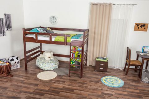 Youth / bunk bed ' Easy Premium Line ® ' K15/n, solid beech wood dark brown, convertible - Lying area: 120 x 200 cm