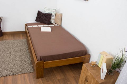 Single bed A10, solid pine wood, oak finish - 90 x 200 cm 
