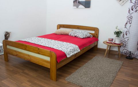 Children's bed / Youth bed A6, solid pine wood, oak finish, incl. slatted frame - 140 x 200 cm