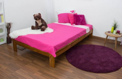 Children's bed / Youth bed A10, solid pine wood, oak finish, incl. slatted frame - 120 x 200 cm 