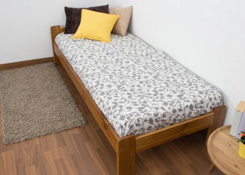 Futon bed/solid pine wood bed oak colored A8, including slats grate - Dimensions: 80 x 200 cm