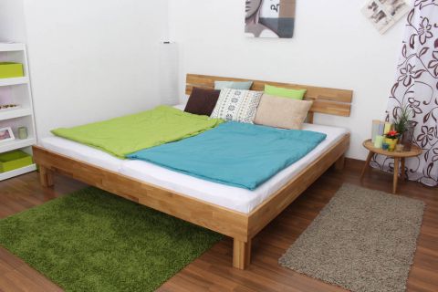 Platform bed / Solid wood bed Wooden Nature 03, oak wood, oiled - 200 x 200 cm
