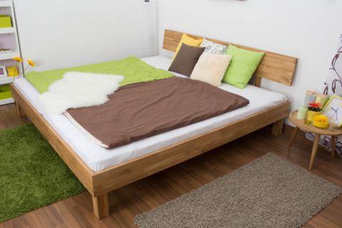 Platform bed / Solid wood bed Wooden Nature 01, oak wood, oiled - 200 x 200 cm