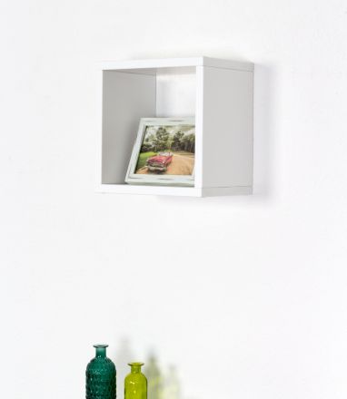 Hanging rack/wall shelf pine solid wood white lacquered Junco 291C - 30 x 30 x 20 cm (h x W x d)