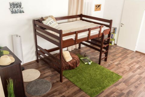 Adult bunk bed ' Easy Premium Line ® ' K15/n, solid beech wood dark brown, convertible - lying area: 140 x 200 cm