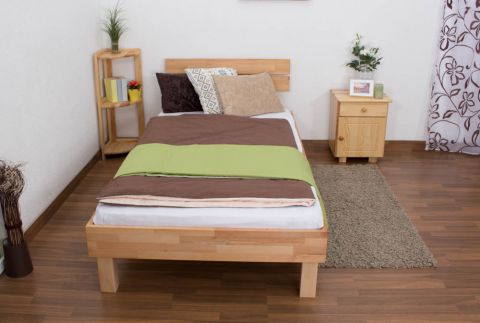 Platform bed / Solid wood bed Wooden Nature 03, heartbeech wood, oiled - 100 x 200 cm