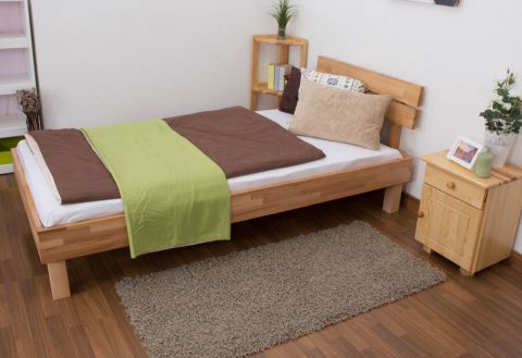 Futon bed / Solid wood bed Wooden Nature 03, heartbeech wood, oiled - 90 x 200 cm