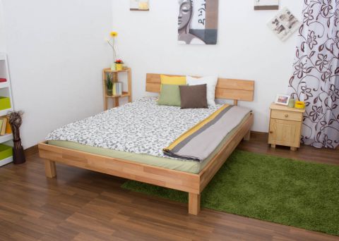 Solid wood bed with low foot end Wooden Nature 01, heartwood beech, oiled  - 160 x 200 cm