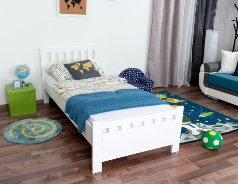 Kid/Youth bed Pine solid wood white 68, incl. Slat grate - Size 90 x 200 cm