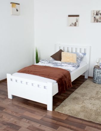 Single bed/guest bed Pine solid wood white 68, incl. Slat Grate - Size 90 x 200 cm