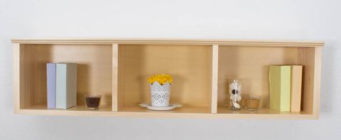 Wall shelf solid, natural pine wood Junco 333 - Dimensions 30 x 120 x 24 cm