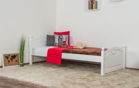 Single bed/guest bed Pine solid wood white 82, incl. Slat Grate - 90 x 200 cm (W x L)