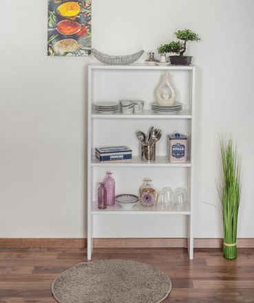 Shelf "Easy Furniture" S05, solid beech wood solid White lacquered - 120 x 64 x 20 cm (h x w x d)