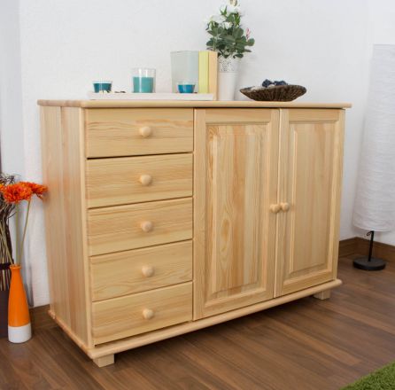 Chest of drawer pine solid wood natural 040 - Dimensions 85 x 118 x 42 cm (H x W x D)