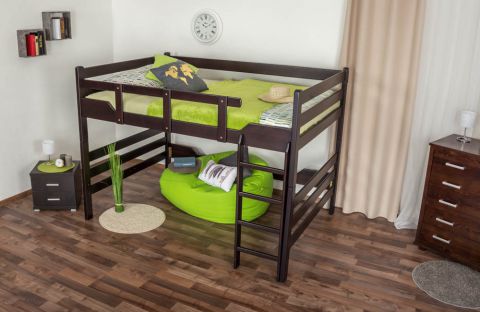 Youth / bunk bed ' Easy Premium Line ® ' K15/n, solid beech wood chocobrown, convertible - lying area: 140 x 200 cm