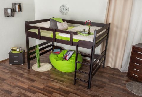Adult bunk bed ' Easy Premium Line ® ' K15/n, solid beech wood chocobrown, convertible - lying area: 140 x 200 cm