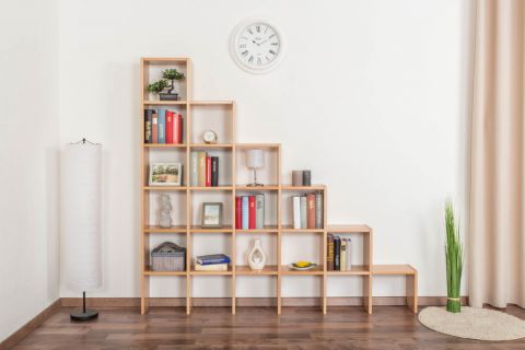 Shelf "Easy Furniture" S17, solid Natural beech wood - 168 x 182 x 20 cm (h x w x d)