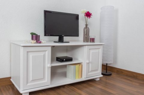 TV-cabinet 001, solid pine wood, white finish - H55 x W118 x D47 cm  